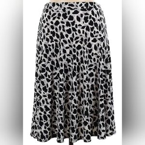 George Snow Leopard Print A-Line Skirt -‎ Size L (12-14)